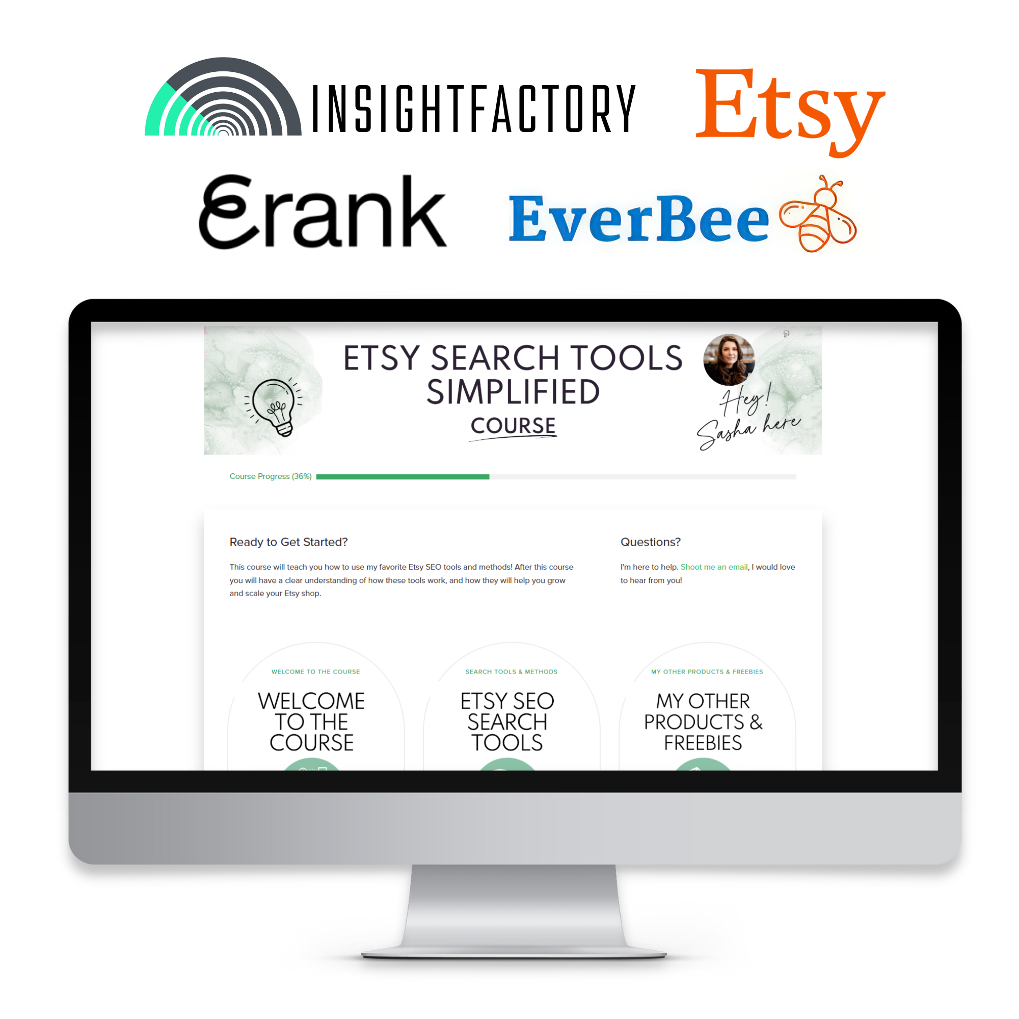 Etsy search tools simplified courlse with Erank, Insight Factory and Everbee