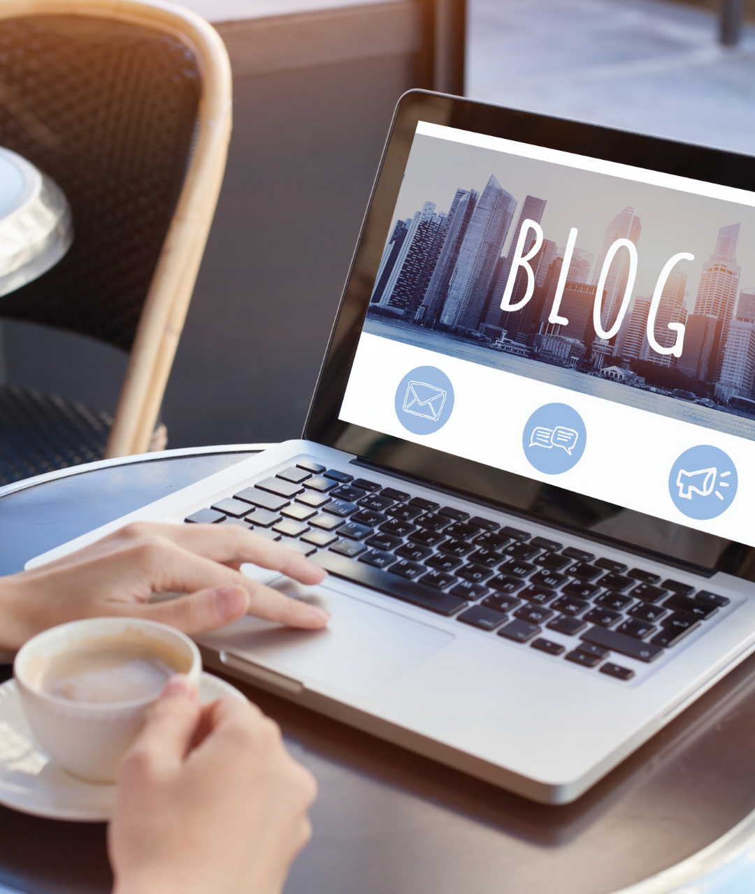 Working on blog with coffee (decoration)